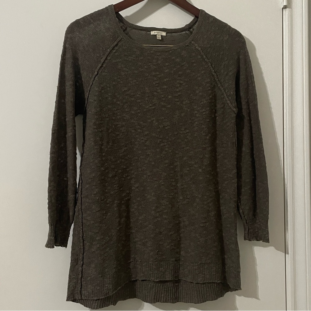 Project Brown Long Sleeve Linen Sweater Size S